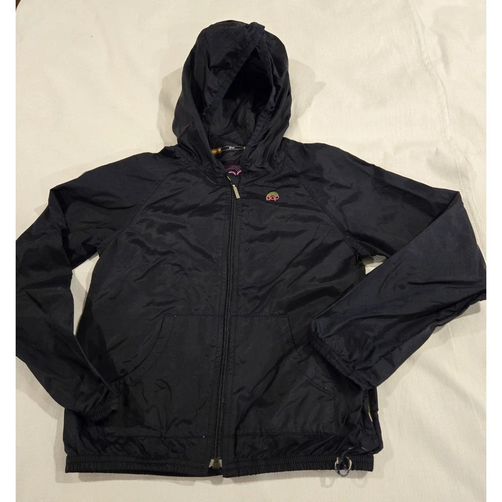 Gap Girl's Full Zip Windbreaker Rain Jacket w/ Hood Pockets Name Tag Size L(10)‎